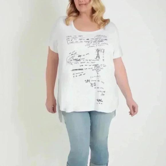 DIANE GILMAN PLUS PARIS GRAPHIC HIGH LOW TOP - Picture 1 of 8